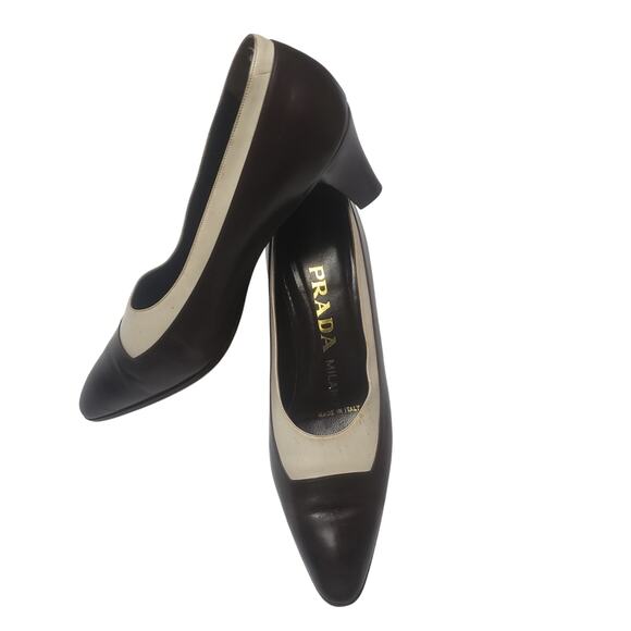 Vintage Prada leather Heels tan and brown - Picture 1 of 16
